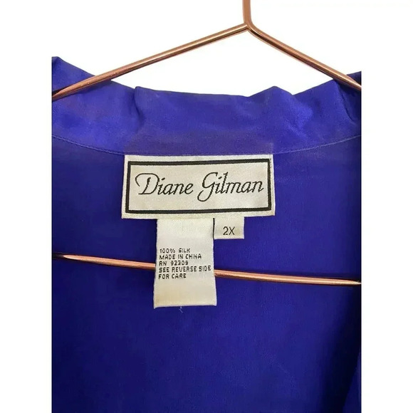 Diane Gilman 100% Silk Floral Design Sequins Blouse Size 2x paradise - Picture 4 of 4